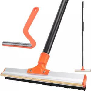 애완동물 털 제거를 위한 카펫 갈퀴 57인치 롱 핸들 개 및 고양이 제거 도구 플러프 러그 계단 소파 청소