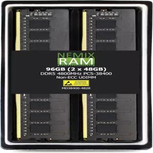네믹스 RAM 96GB (2X48GB) DDR5 4800MHZ PC5-38400 2Rx8 1.1V CL40 288핀 비완충 UDIMM 데스크탑 PC 메모리