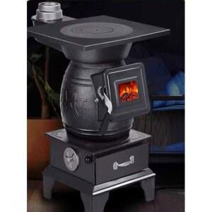 무쇠 난로 스토브 농막 불멍 농촌 벽난로 가정용 실내 목재 군고구마 옛날 연통 장작난로