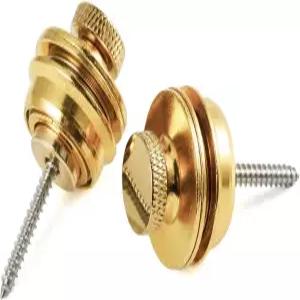 OVSAL 골드 일렉트릭 기타 베이스 스트랩 잠금 장치 평평한 헤드 쉽게 설치 및 빠른 해제 펜더 스트랫 텔레