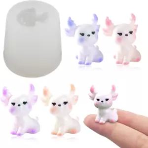 귀여운 작은 사슴 모양의 수지 실리콘 몰드 마이크로 인형집 엘크 동물 에폭시 주조 DIY 아트 요정 정원