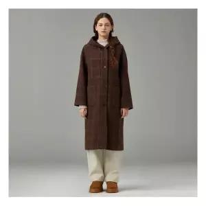써스데이아일랜드 후드 체크 롱 코트_T258MCT342W 1211597