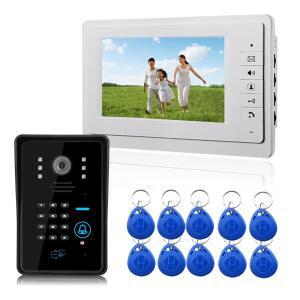 SYSD 7인치 컬러 모니터 도어벨 인터콤, RFID 비밀번호 잠금 해제 IR 카메라가 장착된 홈 비디오 도어폰용