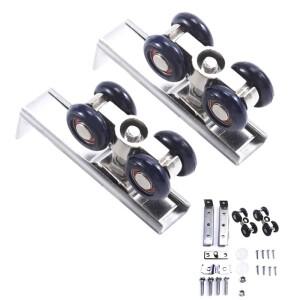 2개/대 슬라이딩 도어 롤러 하드웨어 도르래 4 바퀴 홈 룸 나무 문 걸이레일 트랙