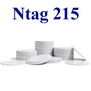 NFC 215 코인 태그 카드 라벨  RFID 초경량 직경 25mm  540 바이트  13.56MHz  10-100 개