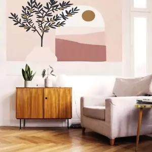 대형 패브릭 포스터 핑크 석양 L 벽장식 인테리어장식