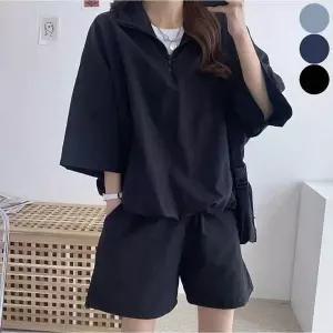 시원한 아노락 여름 세트 반집업 반바지 추리닝 여자