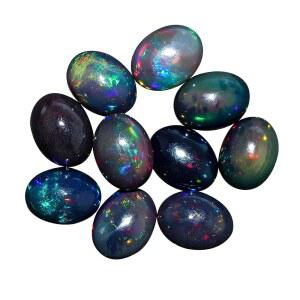 아우라 젬스 내추럴 블랙 오팔 타원형-에티오피아 젬스톤 도매 로트 힐링 크리스탈-DIY 주얼리 대량 보석 거래(2팩, 타원형 카보숑, 8x6x4mm)