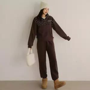 [핑크시슬리] SET/미키 도트 아플리케 후리스 조거 트레이닝세트