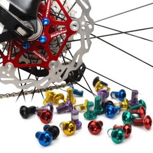 12Pcs M5x9mm T25 도금 티타늄  미끄럼 방지 자전거 디스크 브레이크 나사 MTB 사이클링 액세서리