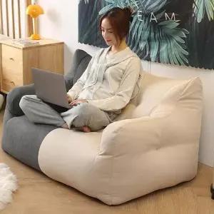 그레이 빈백 편안한 베이지+다크 2인 소파 (WFHJMBY)