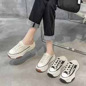 베이직 캔버스 통굽 뮬 스니커즈 키높이 편한 슬리퍼 WF72E58