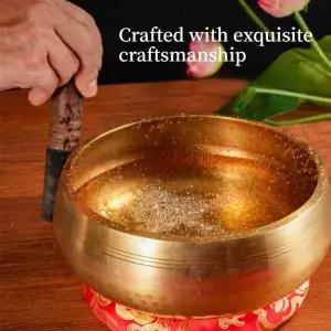 싱잉볼 티베트 네팔 수제 부처 사운드볼 가죽 스틱 요가 명상 찬팅 황동 차임 수공예품