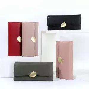 [콩심팥심]여성 장지갑 지폐 카드수납 금장버튼 단색 지갑 월렛