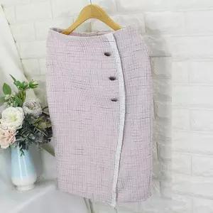 [하프클럽/쿨젠]ns_버튼 배색라인SK H라인,모직스커트,정장스커트,오피스룩