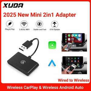 2 in 1 카플레이 & 안드로이드 오토 미니 소형 호환 박스 무선 어댑터 유선 변환 USB/C타입 동글 플러그