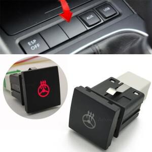 자동차 레드 LED 라이트 스티어링 휠 히팅 파워 온 오프 스위치  와이어 푸시 단추  VW 제타 골프 6 MK6