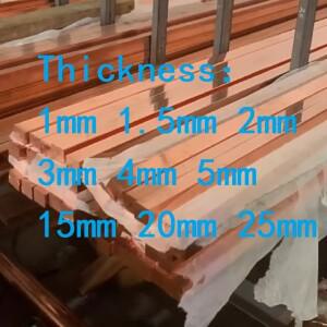 1개 두께 15mm 20mm T2 적동 평판 구리판 바 스트립 솔리드 길이 100 300 500mm