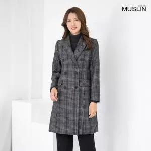 엄마옷 울모직 정장 체크 카라 더블 하프코트 1GHJ25206 중년여성 마담 60 70대  빅사이즈 할머니