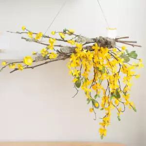 개나리 조화 가랜드 럭셔리 매화 60cm 인테리어 봄 꽃 벽장식 벽걸이 현관 문