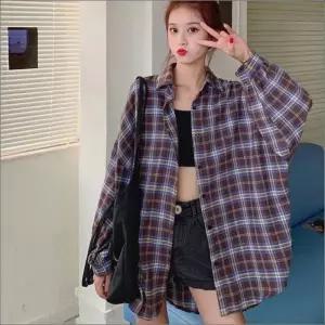 여자 드롭숄더 체크 루즈핏 체크남방 4컬러 클래식 셔츠