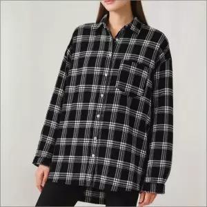 여자 체크 프렌치무드 남방 2컬러 클래식 셔츠 데일리 루즈핏