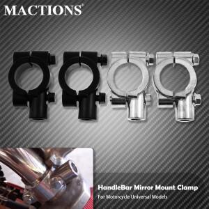 바이크 오토바이 핸들 바 미러 마운트 클램프 거치대 브래킷 블랙 실버  호환 할리 8mm 10mm 25mm 세트당 2