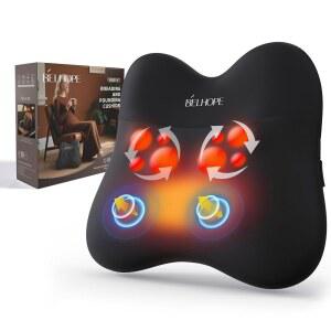 온열 마사지기 를 위한 무선 허리 및 목 마사지 심부 조직 4D 시아츠 타악기 베개 사무실용 크리스마스 여성 남성용 선물 블랙