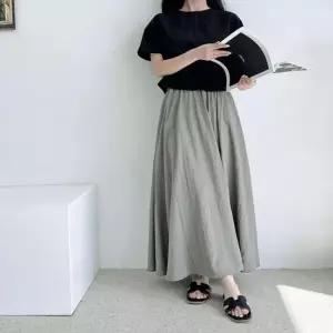 여성하의 여성 맥시 데일리 주름 여름 플레어 롱스커트