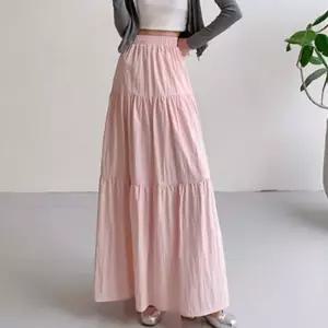 여성롱스커트 여성 밴딩 주름 롱스커트 1P 간절기 A라인 긴치마