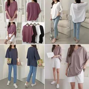 봄신상 빅사이즈 반팔 티셔츠 스판 가오리 베이식 tee 사이즈에서 자유로운