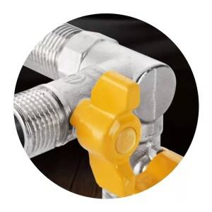 모든 구리 전기 도금 가스 밸브 앵글 볼 온수기 수도꼭지 스위치 션트 두꺼운 1/2 인치 3 방향 4 개