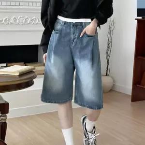 남성 핀턱 뒷밴딩 데님 하프 팬츠 1P 청반바지 패션 WFLQNM5