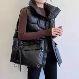 하이넥 오버핏조끼 덮어주는 여성패딩조끼 겨울베 (WFKJX79)