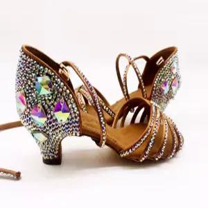 큐빅 댄스화 화려한 여성 슈즈 연습용 스포츠