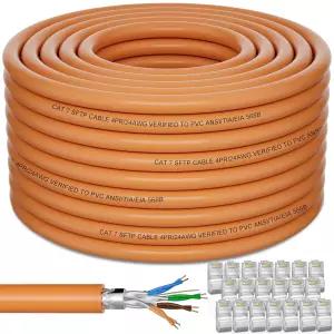 Cat 7 실외 이더넷 케이블 328ft/100M (20 RJ45) Cat7 SFTP 삼중 차폐 벌크 헤비 듀티 10Gbps 600MHz