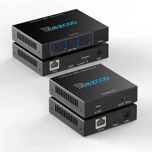 USB 3.0 Extender 330피트 00m 4포트 over Cat5e Cat6 RJ45 LAN Extension POE 5V 저전력 소비 이더넷 작업