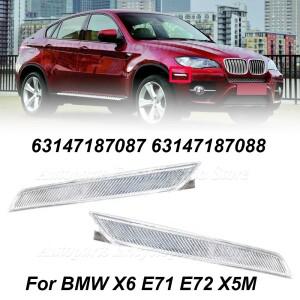 BMW X6 E71 E72 X5M 63147187087 호환  1/2pcs 앞 범퍼 사이드 마커 리플렉터 라이트 클리어 화이트 자동차