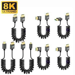 1M 휴대용 8K UHD 코일 케이블 미니마이크로 HDMI 호환 스트레치 스프링 코드 PC 노트북 태블릿 카메라 DV