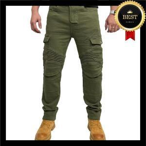 오토바이 아웃도어 남성용 CE 탈착식 장갑 바지, 녹색 라이딩 데님 작업 모토크로스