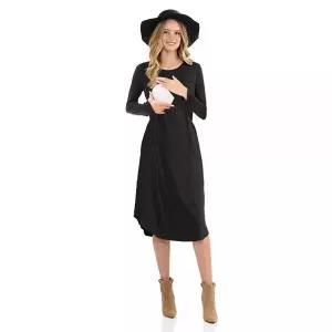 CzzzyL 모유 수유용 여성용 반소매 임산부 수유 드레스 블랙-l XX-Large 845891