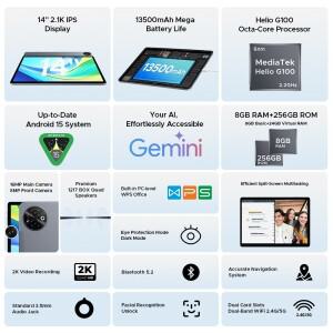 두지 탭 E3 Max 2 in 1 태블릿 PC 14인치 2.1K 디스플레이 안드로이드 32GB (8+24) 13500mAh 배터리 고음질