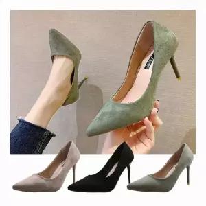 [라일리] Rly 9cm 정장구두 힐 스웨이드 얇은 스틸레토 뾰족