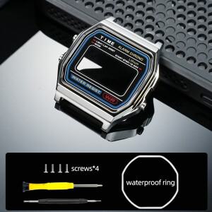 [호환품]카시오 호환 593 A158W F91W 시계용 업그레이드 스테인리스 스틸 케이스 모드 키트 고 솔리드 메탈
