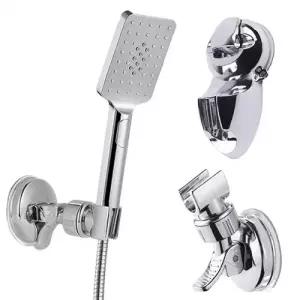 풀크롬 흡착식 전기도금 샤워기거치대 무타공 샤워기걸이 샤워기부속품 흡착샤워기걸이 욕실샤워기걸이