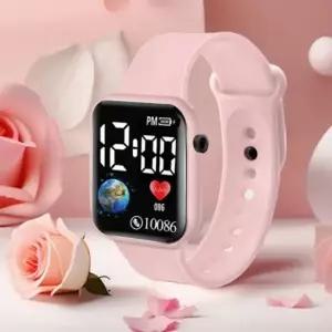 여자 남자 학생 밴드 전자 사각 LED 컬러 시계 손목 학생시계 남자시계