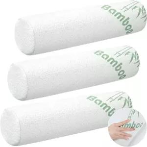 부체리 3팩 경추 목 롤 메모리 폼 베개 실린더 강화 침대 원형 지지대용 세척 가능한 커버 수면 여행 요가