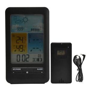 QWUYEC 가정용 날씨 시계, 컬러 스크린이 있는 실내 실외 온도 및 습도 측정기 - 기압계, 온도 및 습도가 포함된 알람, 사무실 및 가정용 투영