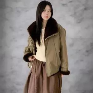 [다잇템] 여성 탱크 페이크퍼 폴라넥 리버서블 자켓