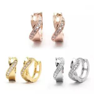 데일리 웨이브리본 큐빅 미니 링 귀걸이